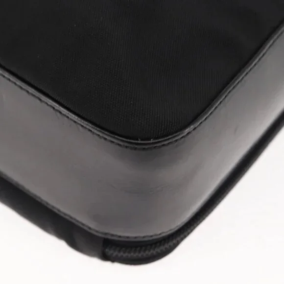 GUCCI Shoulder Bag Nylon Leather Black Auth